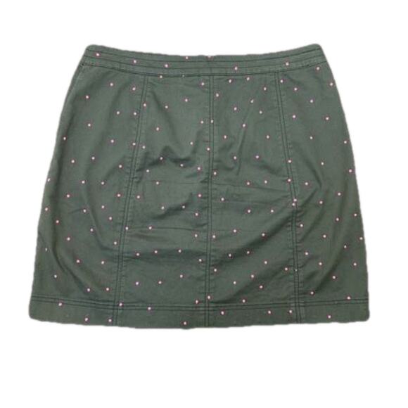 Boden Mini A-Line Skirt Embroidered Polka Dot Print Pockets Green Pink Size 10 R - Picture 3 of 15